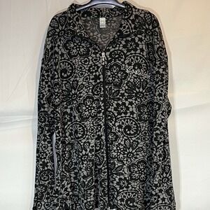 Corvette TOPPY Women's Easy Fit Black Cardigan‎ Cinch Zip Up Top Jacket 2XL